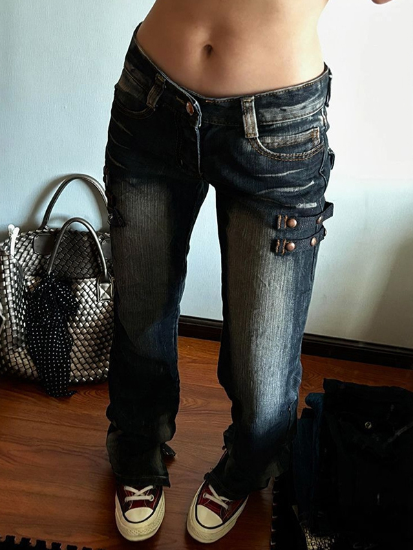 EMMIOL American Retro Design Aesthetic Slim Jeans