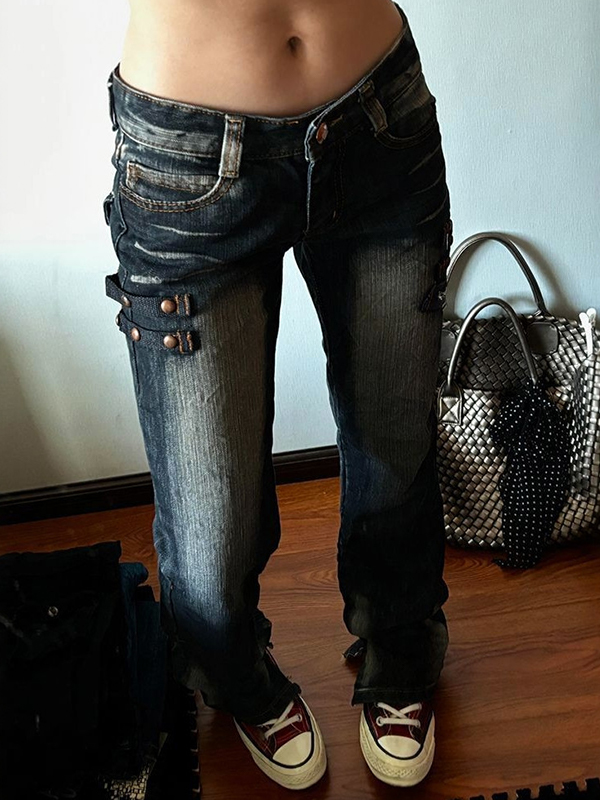 EMMIOL American Retro Design Aesthetic Slim Jeans