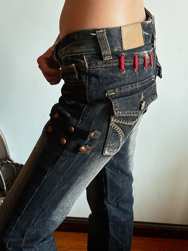 EMMIOL American Retro Design Aesthetic Slim Jeans