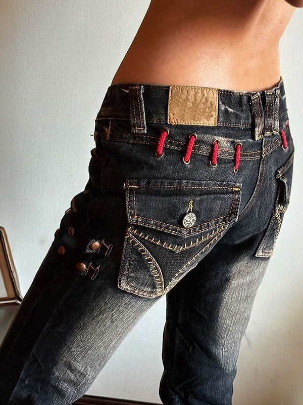 EMMIOL American Retro Design Aesthetic Slim Jeans