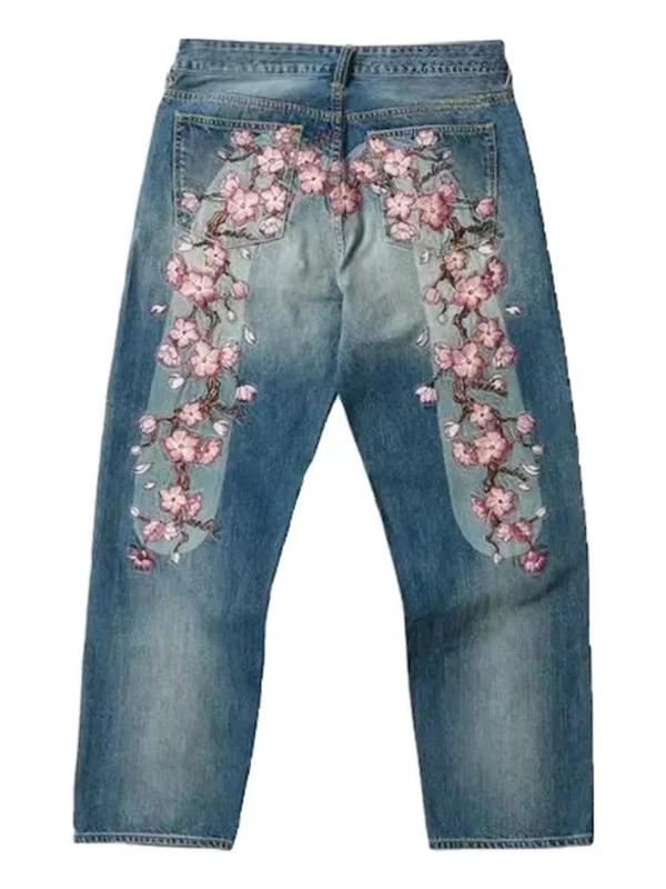 EMMIOL Boyfriend-Jeans mit Retro-Print