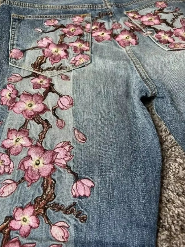 EMMIOL Retro Print Boyfriend Jeans