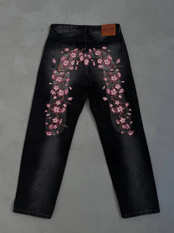 EMMIOL Boyfriend-Jeans mit Retro-Print