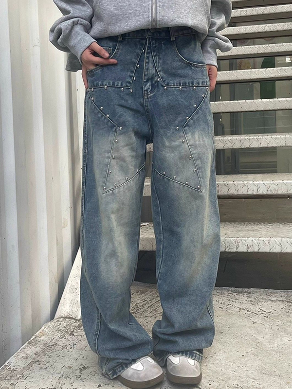 EMMIOL American-Style Star Design Boyfriend Jeans