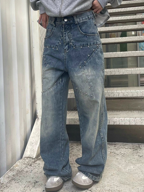 EMMIOL American-Style Star Design Boyfriend Jeans