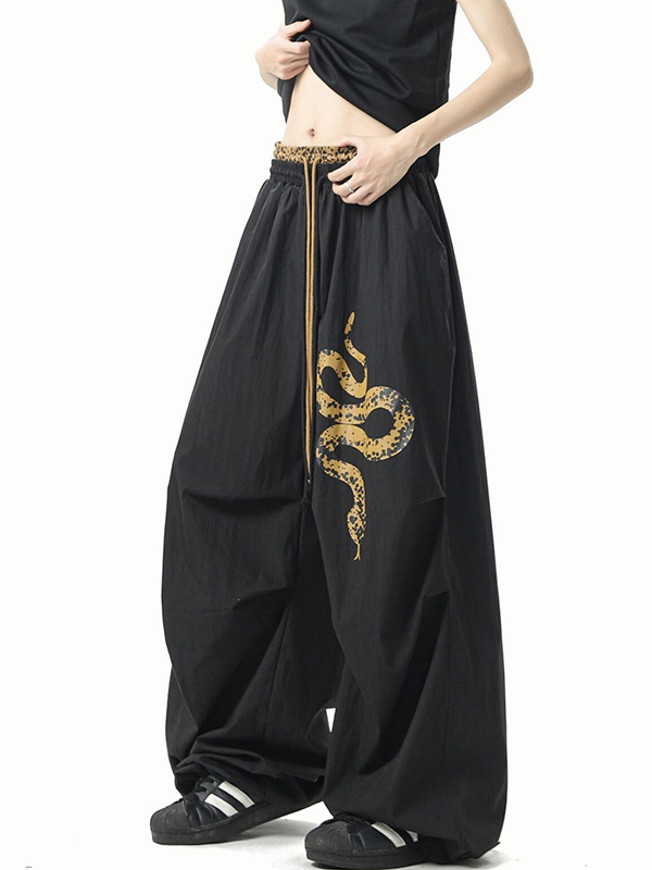 EMMIOL Personality Leopard Print Patchwork Straight Leg Pants