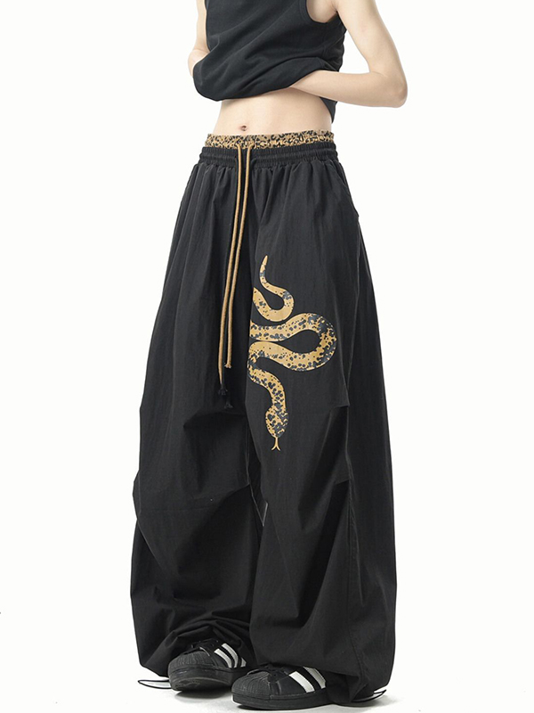 EMMIOL Personality Leopard Print Patchwork Straight Leg Pants