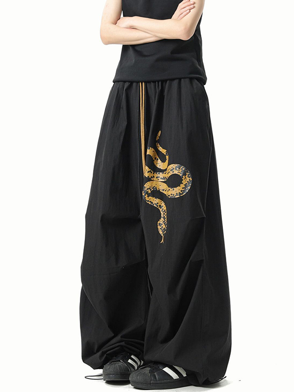 EMMIOL Personality Leopard Print Patchwork Straight Leg Pants