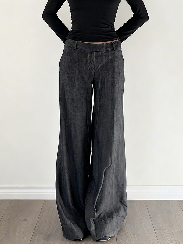 EMMIOL Low-Rise Casual Straight Leg Pants