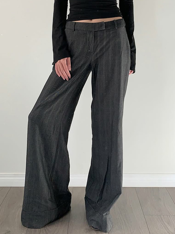 EMMIOL Low-Rise Casual Straight Leg Pants