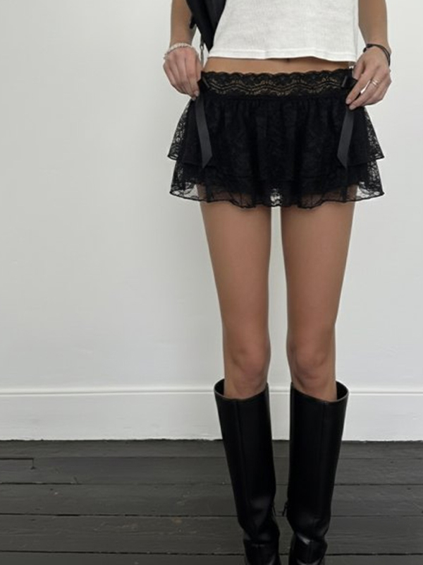 EMMIOL Minifalda con costura de encaje