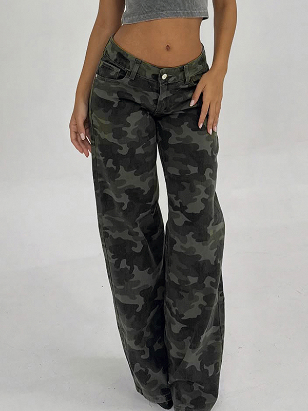 EMMIOL Camouflage Casual Boyfriend Jeans