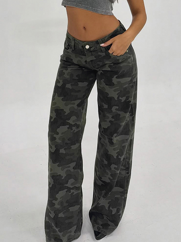 EMMIOL Camouflage Casual Boyfriend Jeans