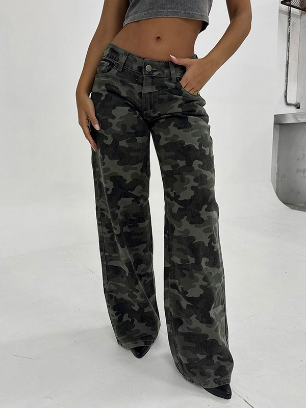 EMMIOL Camouflage Casual Boyfriend Jeans