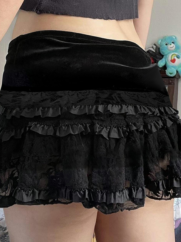 EMMIOL Minifalda con costura de encaje