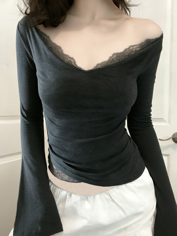 EMMIOL Manica lunga con cuciture in pizzo