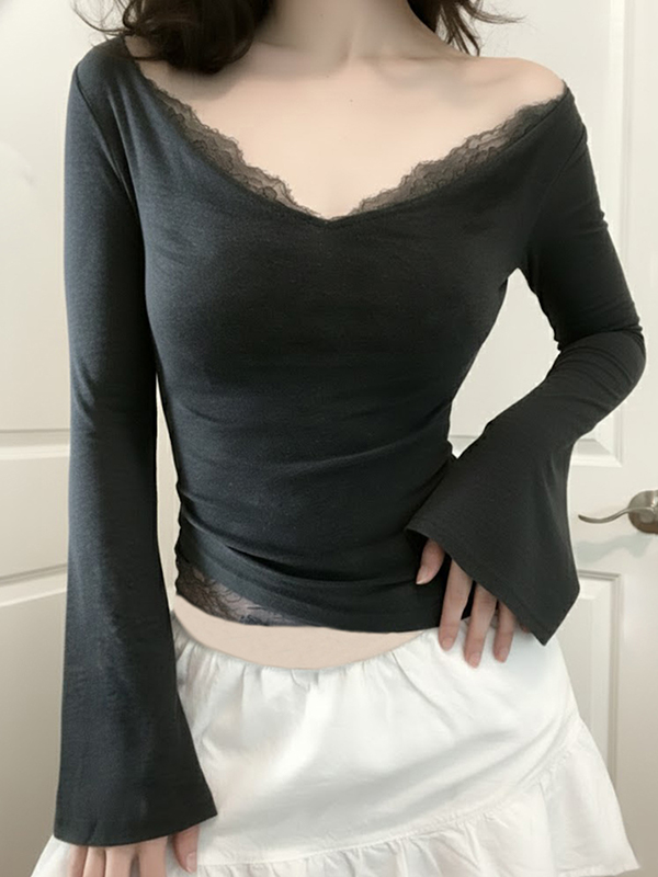 EMMIOL Manica lunga con cuciture in pizzo