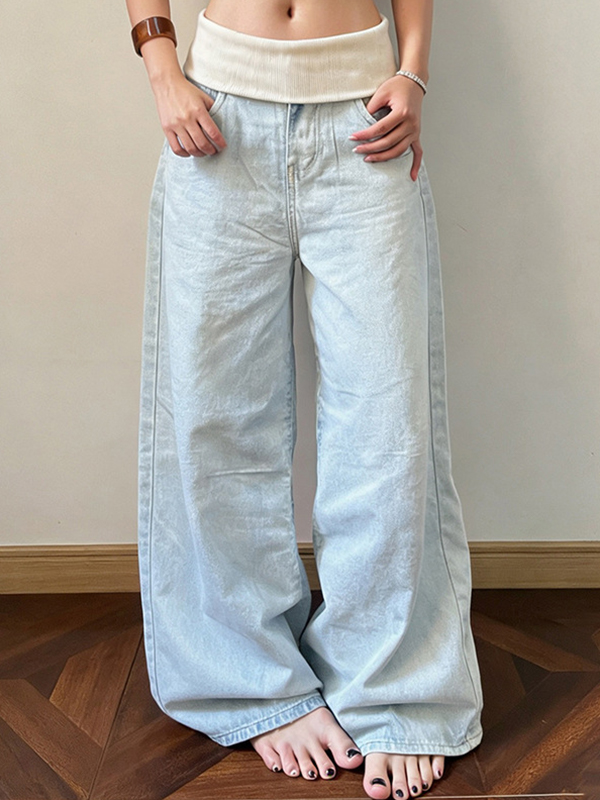 EMMIOL Waterwashed Vintage Versatile  Boyfriend Jeans