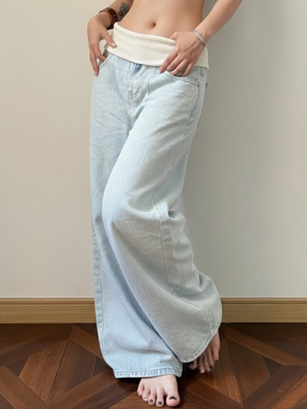 EMMIOL Waterwashed Vintage Versatile  Boyfriend Jeans