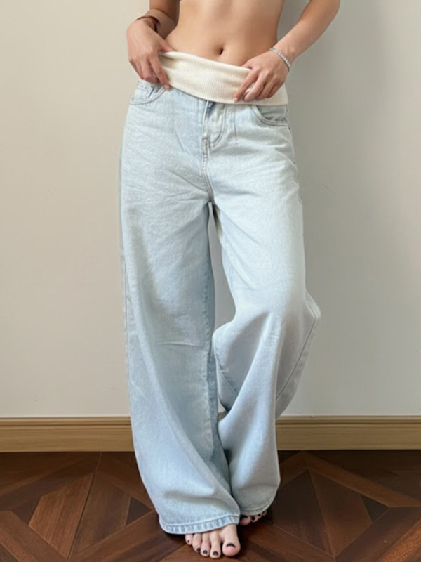 EMMIOL Waterwashed Vintage Versatile  Boyfriend Jeans