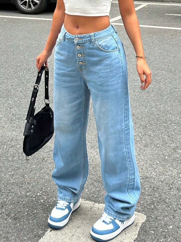 EMMIOL Vintage Button Front Boyfriend Jeans