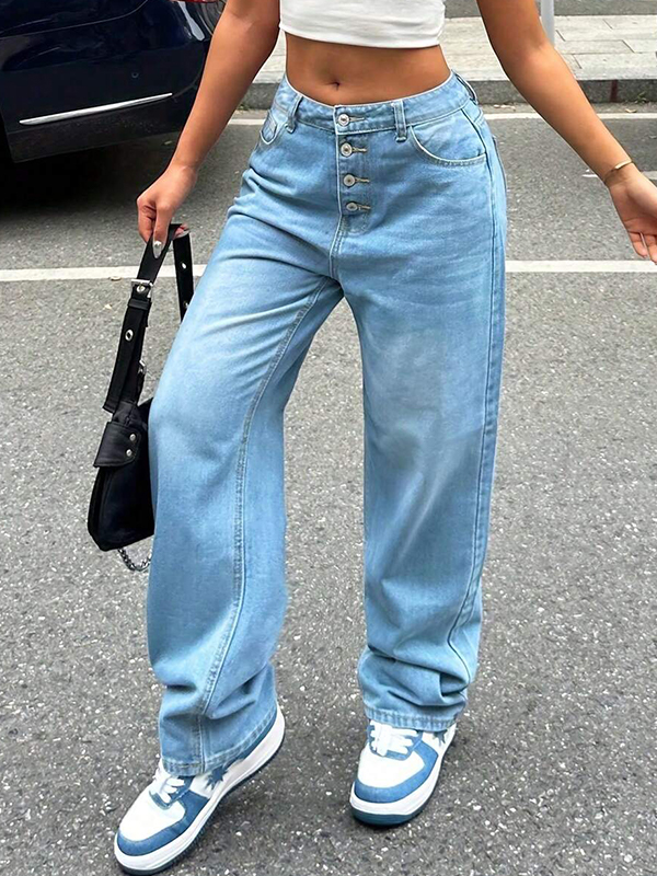 EMMIOL Vintage Button Front Boyfriend Jeans