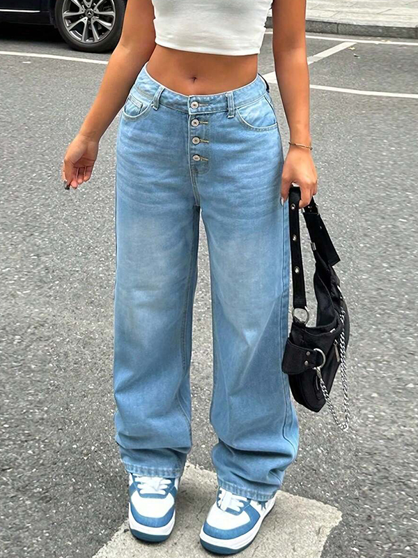 EMMIOL Vintage Button Front Boyfriend Jeans
