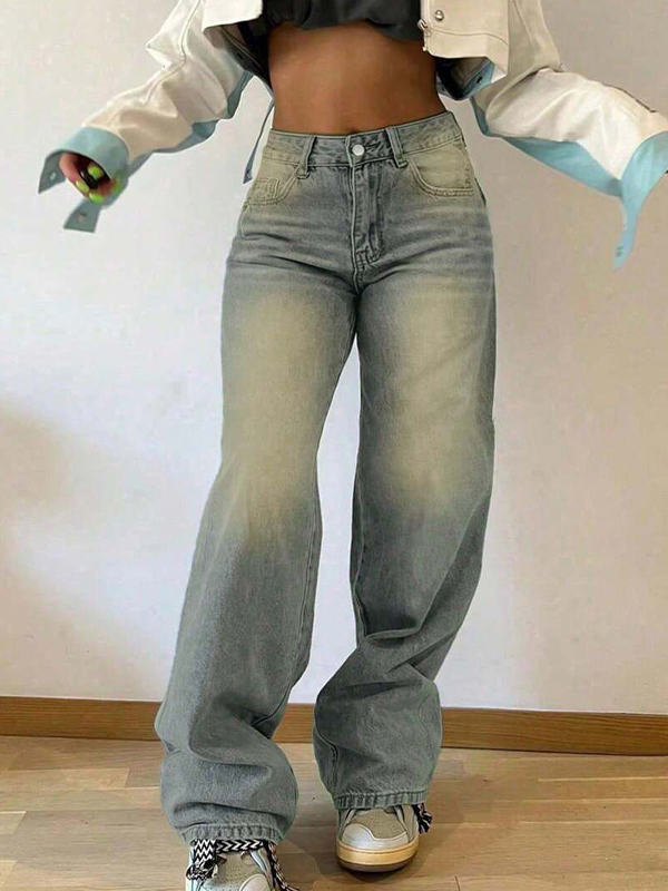 EMMIOL Women Loose Straight-Leg Retro Stackable Boyfriend Jeans
