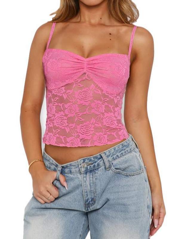 EMMIOL Top de tirantes con encaje calado