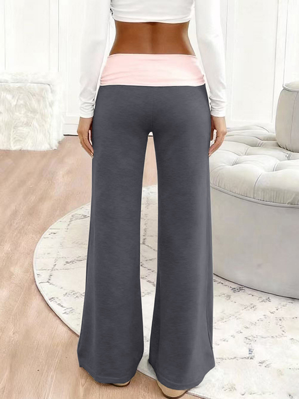 EMMIOL Low-Rise Color-Blocked Casual Straight Leg Pants