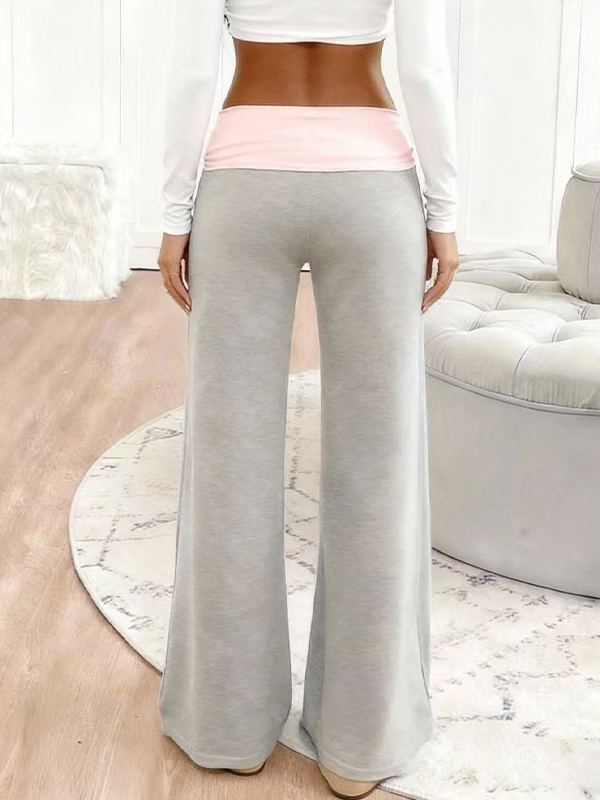 EMMIOL Low-Rise Color-Blocked Casual Straight Leg Pants