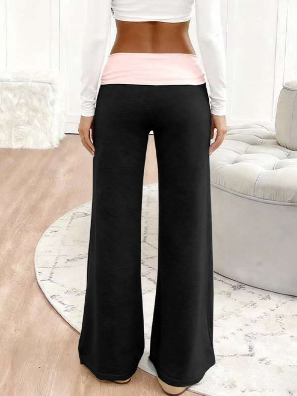 EMMIOL Low-Rise Color-Blocked Casual Straight Leg Pants