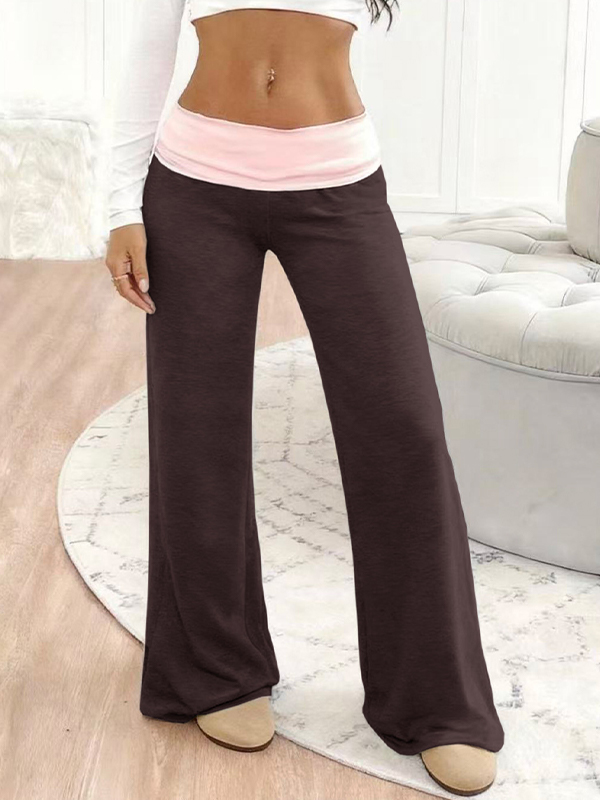 EMMIOL Low-Rise Color-Blocked Casual Straight Leg Pants