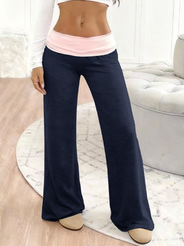 EMMIOL Low-Rise Color-Blocked Casual Straight Leg Pants