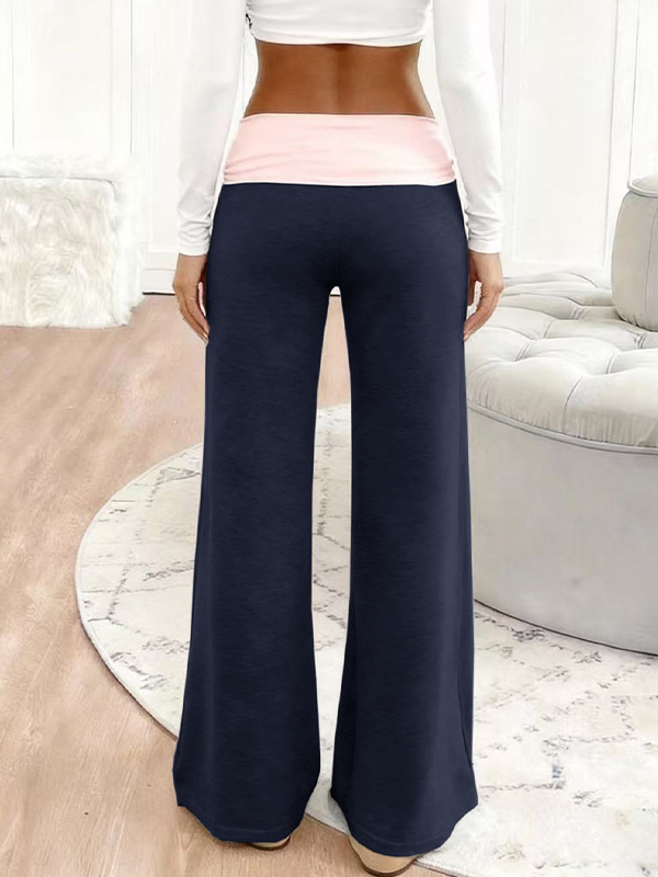 EMMIOL Low-Rise Color-Blocked Casual Straight Leg Pants