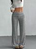 EMMIOL Striped Solid-Color Knit Straight Leg Pants
