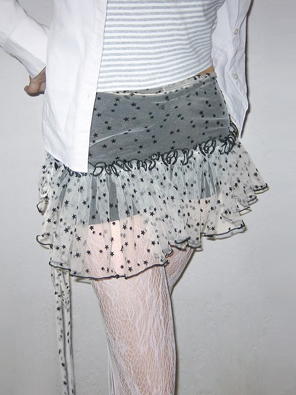 EMMIOL Mesh Pleats Mini Skirt