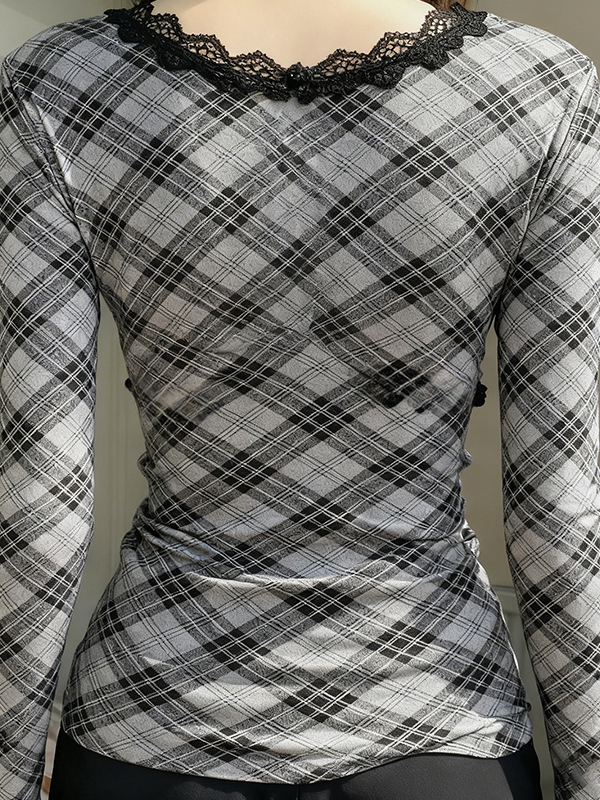 EMMIOL Manga larga con ribete de encaje