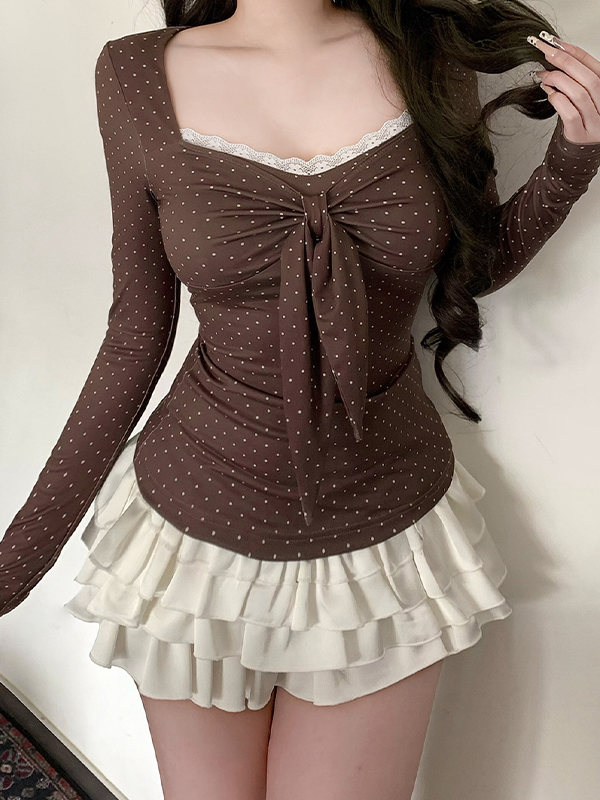 EMMIOL Adorable Polka Dot Vintage Long Sleeve