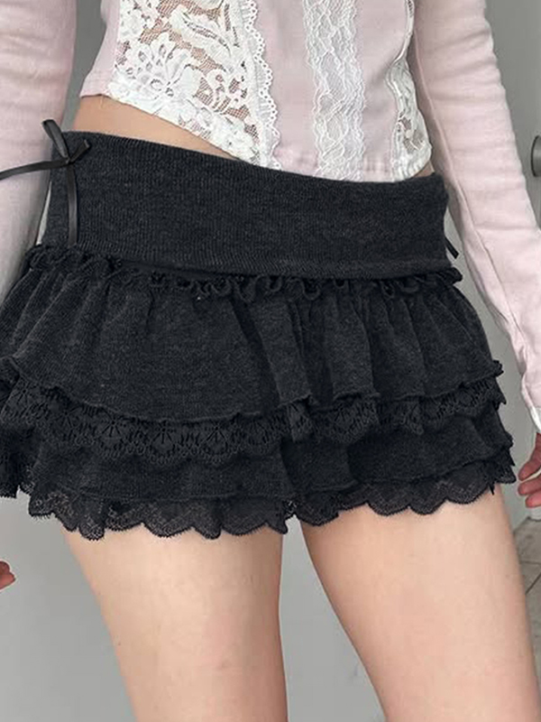 EMMIOL Minifalda con ribete de encaje