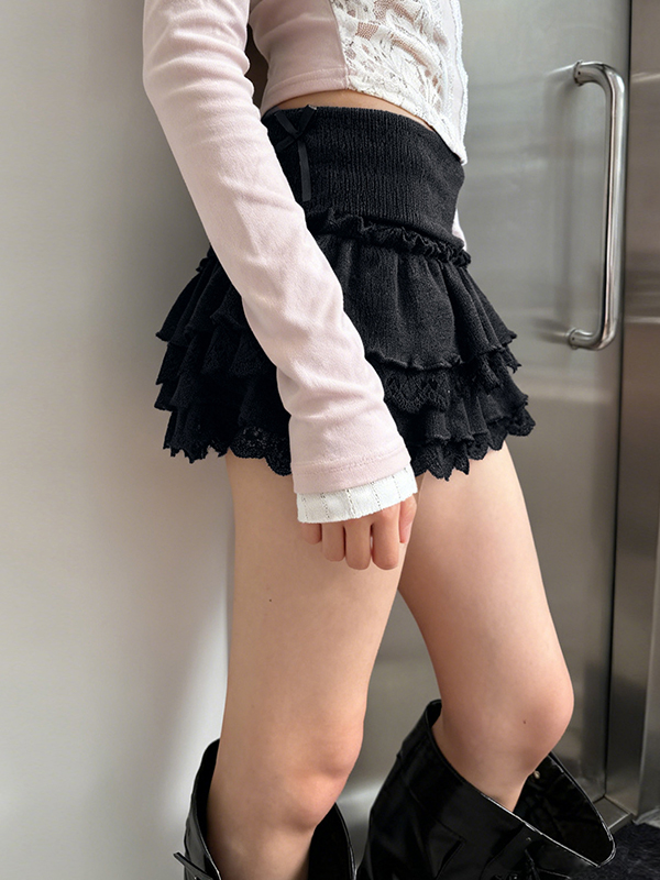 EMMIOL Minifalda con ribete de encaje