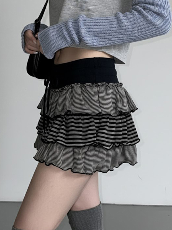 EMMIOL Minifalda de rayas contrastantes