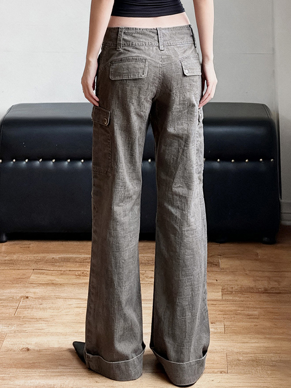 EMMIOL Low-Rise Pockets Boyfriend Jeans