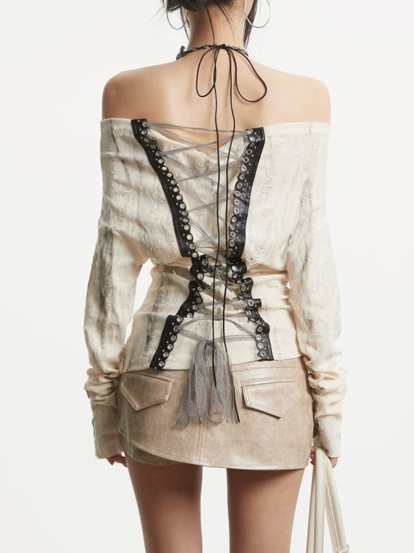 EMMIOL Diseño punk con agujeros y manga larga