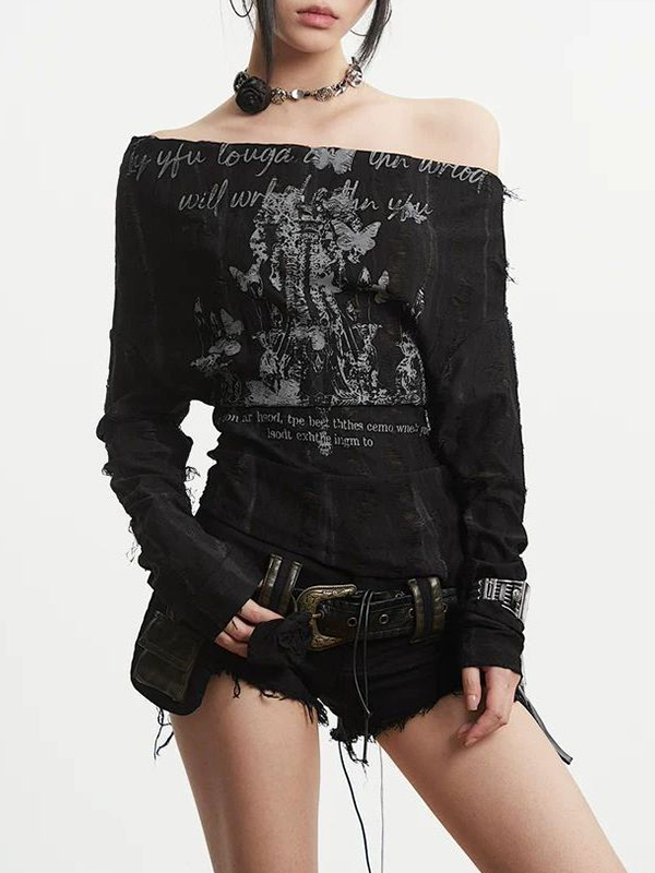 EMMIOL Diseño punk con agujeros y manga larga