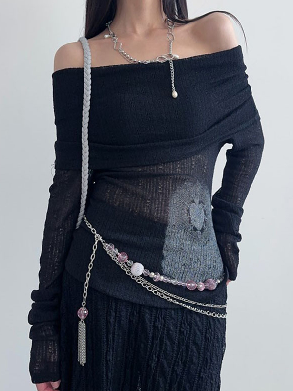 EMMIOL Estampados sexys de temática oscura de manga larga