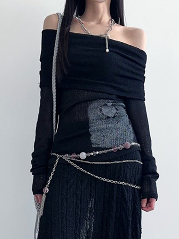 EMMIOL Estampados sexys de temática oscura de manga larga