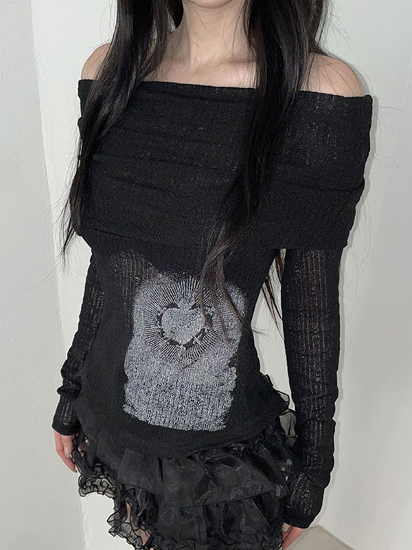 EMMIOL Estampados sexys de temática oscura de manga larga