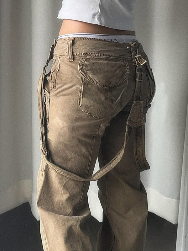 EMMIOL Vaqueros acampanados con bolsillos utilitarios de estilo retro