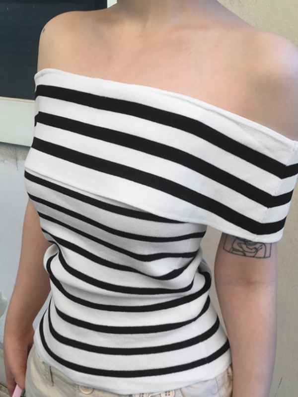 EMMIOL Vestido sexy de manga corta con un solo hombro